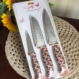 DOLLY 3-Piece Chef Knife Set with Butterfly Handles